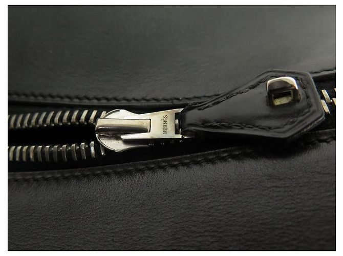 Hermès BORSA DA VIAGGIO HERMES PLUME 55 IN PELLE BOX NERA Nero - vista 10
