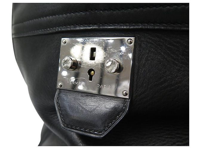 Hermès BORSA DA VIAGGIO HERMES PLUME 55 IN PELLE BOX NERA Nero - vista 7