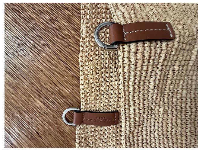 Bolsa tote Loewe em ráfia natural e acabamentos em couro de bezerro marrom - vista 5