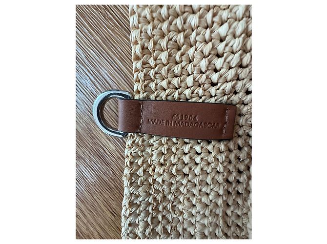 Bolsa tote Loewe em ráfia natural e acabamentos em couro de bezerro marrom - vista 6