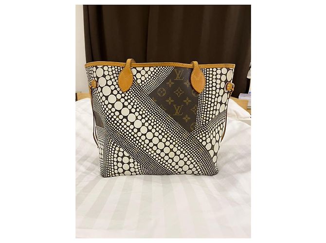 Neverfull Louis Vuitton Tote aus Leder braun weiß - Ansicht 2