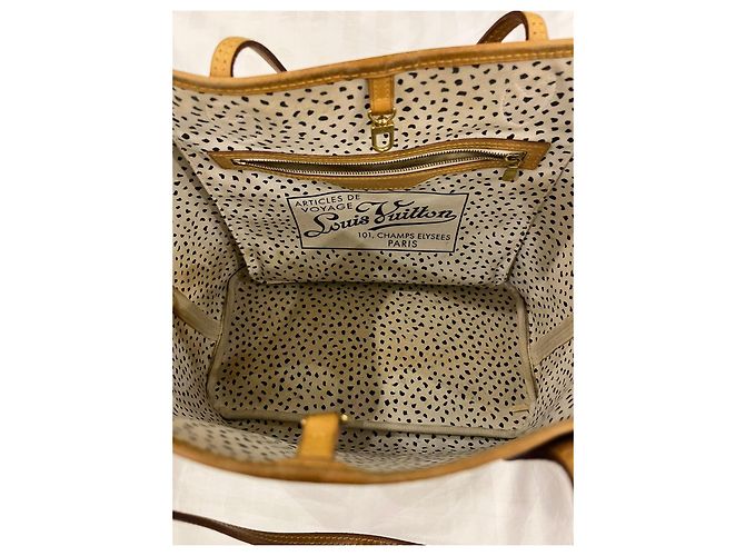 Neverfull Louis Vuitton Tote aus Leder braun weiß - Ansicht 3