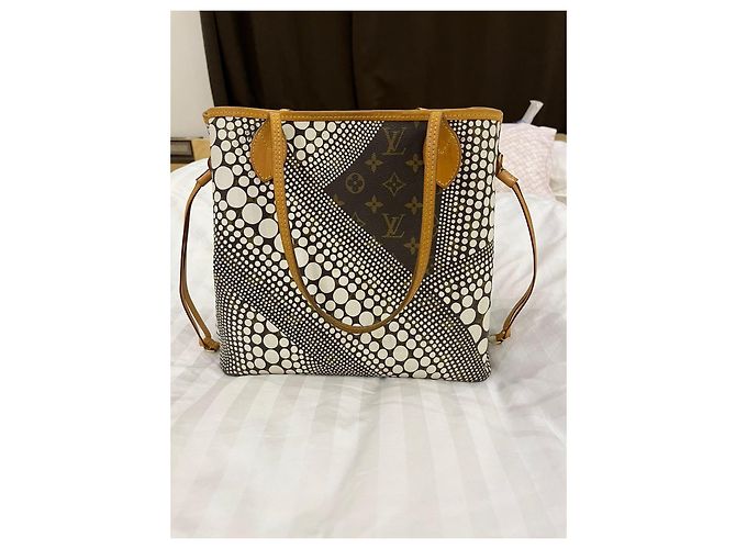 Neverfull Louis Vuitton Tote aus Leder braun weiß - Ansicht 4