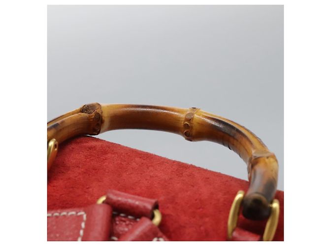 Bamboo Zaino Gucci in pelle scamosciata rossa e oro 003 2852 0030 0 Auth th5663 Rosso D'oro - vista 14
