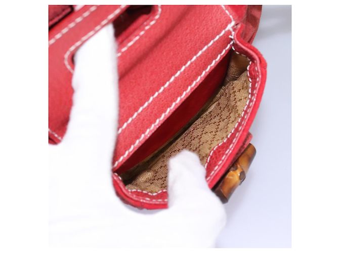 Bamboo Zaino Gucci in pelle scamosciata rossa e oro 003 2852 0030 0 Auth th5663 Rosso D'oro - vista 23