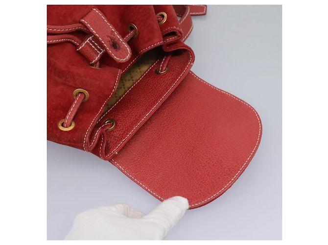 Bamboo Zaino Gucci in pelle scamosciata rossa e oro 003 2852 0030 0 Auth th5663 Rosso D'oro - vista 24