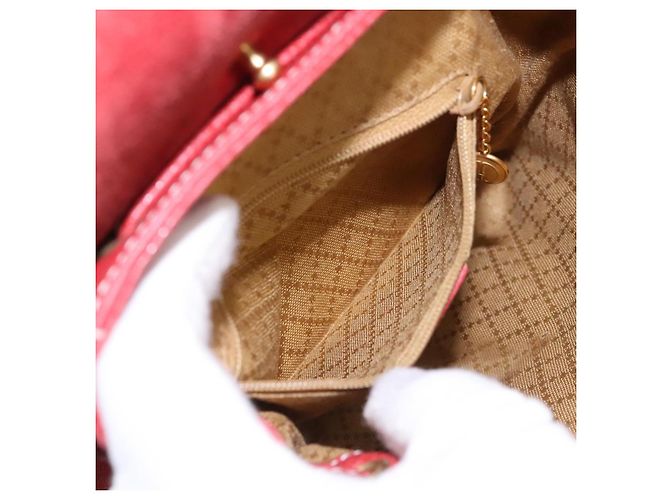 Bamboo Zaino Gucci in pelle scamosciata rossa e oro 003 2852 0030 0 Auth th5663 Rosso D'oro - vista 29
