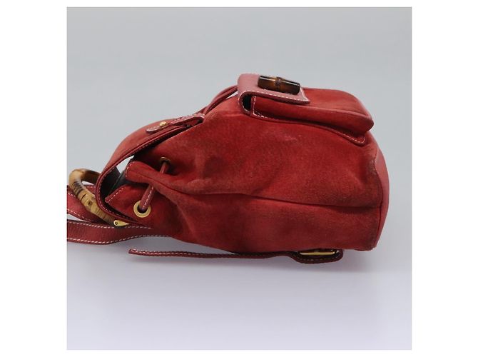Bamboo Zaino Gucci in pelle scamosciata rossa e oro 003 2852 0030 0 Auth th5663 Rosso D'oro - vista 3
