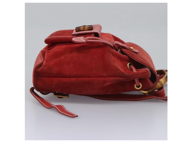 Bamboo Zaino Gucci in pelle scamosciata rossa e oro 003 2852 0030 0 Auth th5663 Rosso D'oro - vista 4