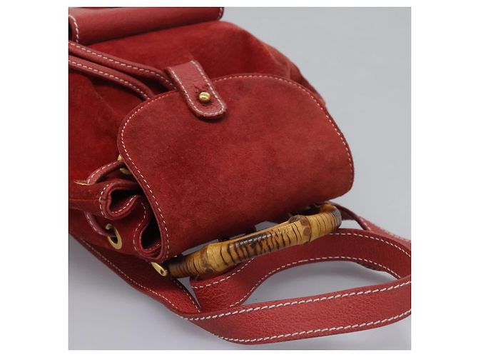 Bamboo Zaino Gucci in pelle scamosciata rossa e oro 003 2852 0030 0 Auth th5663 Rosso D'oro - vista 6