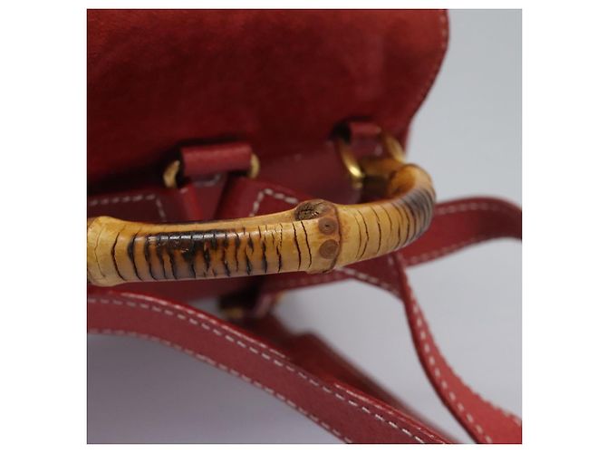 Bamboo Zaino Gucci in pelle scamosciata rossa e oro 003 2852 0030 0 Auth th5663 Rosso D'oro - vista 7