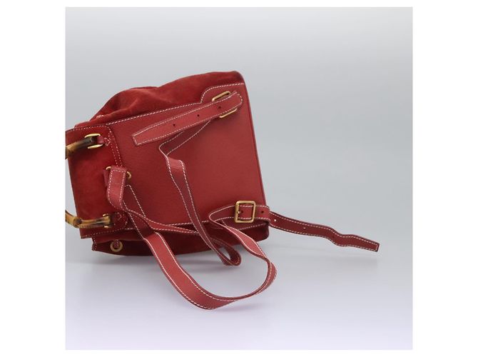Bamboo Zaino Gucci in pelle scamosciata rossa e oro 003 2852 0030 0 Auth th5663 Rosso D'oro - vista 8