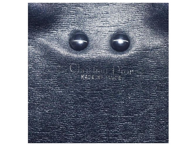Christian Dior Trotter Canvas Shoulder Bag Navy Gold Auth 115041 Golden Navy blue - view 11