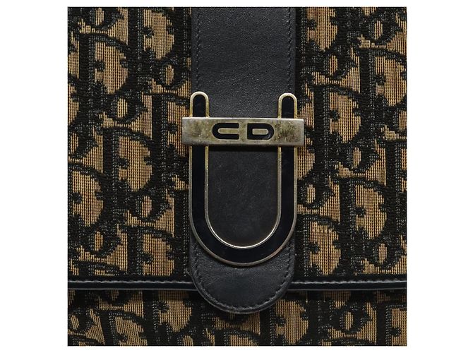 Christian Dior Trotter Canvas Shoulder Bag Navy Gold Auth 115041 Golden Navy blue - view 17