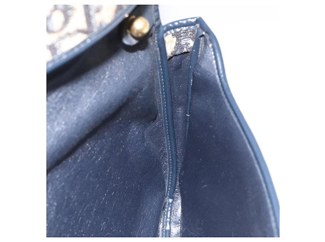 Christian Dior Trotter Canvas Shoulder Bag Navy Gold Auth 115041 Golden Navy blue - view 18