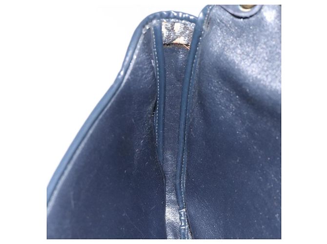 Christian Dior Trotter Canvas Shoulder Bag Navy Gold Auth 115041 Golden Navy blue - view 19