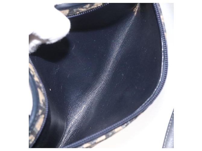Christian Dior Trotter Canvas Shoulder Bag Navy Gold Auth 115041 Golden Navy blue - view 20