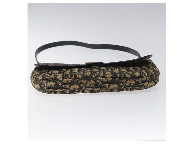 Christian Dior Trotter Canvas Shoulder Bag Navy Gold Auth 115041 Golden Navy blue - view 5