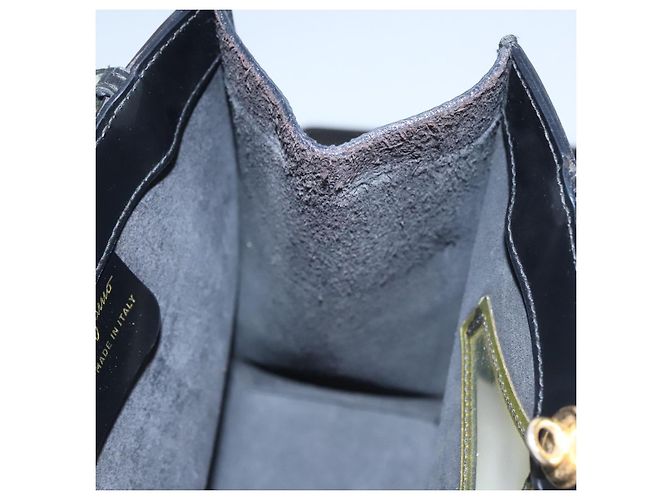 Borsa a mano in pelle nera Salvatore Ferragamo Auth BD145 Nero - vista 11