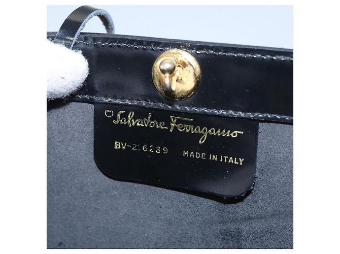 Borsa a mano in pelle nera Salvatore Ferragamo Auth BD145 Nero - vista 12