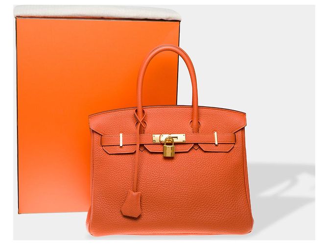 Hermès Sac HERMES Birkin 30 en Cuir Orange - 102538 - vue 2