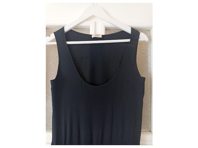 Top in seta nero No 21 con frange e perline - vista 7