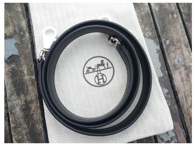 nuova tracolla Hermès in pelle nera per Kelly 90 cm dustbag Nero - vista 3