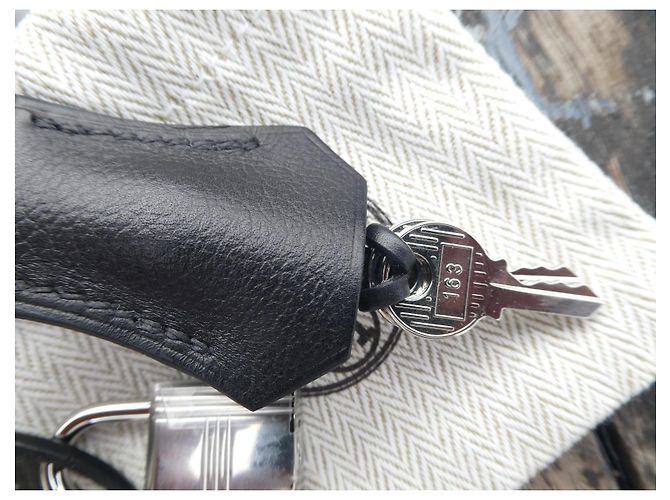 Campanella e tirante Hermès Kelly in pelle Epsom 26cm nero nuovo dustbag lucchetto argento palladio - vista 5