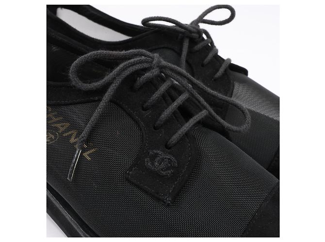 Chanel Coco CC Oxfords mit Wildleder-Spitze aus Mesh in Schwarz, Größe 37 EU - Ansicht 6