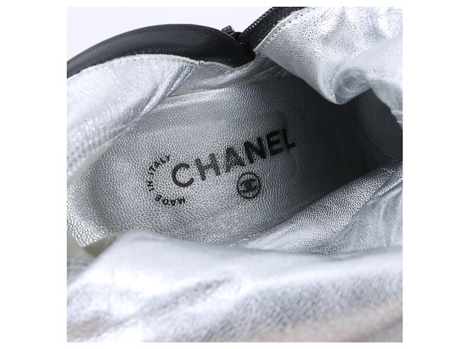 Timeless Botas largas de terciopelo Chanel Coco Mark en negro, talla 37,5 EU - vista 14