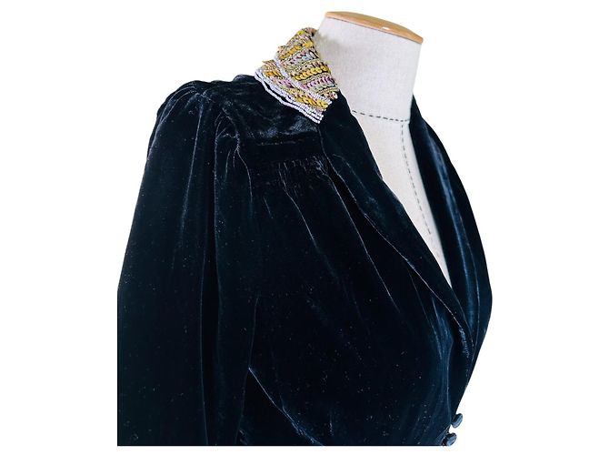 Giacca Marc Jacobs in velluto blu con dettagli paillettes - vista 3