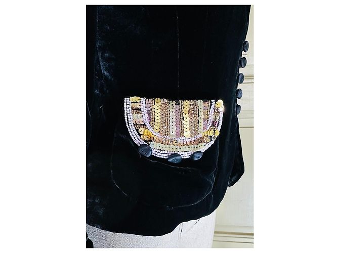Giacca Marc Jacobs in velluto blu con dettagli paillettes - vista 4