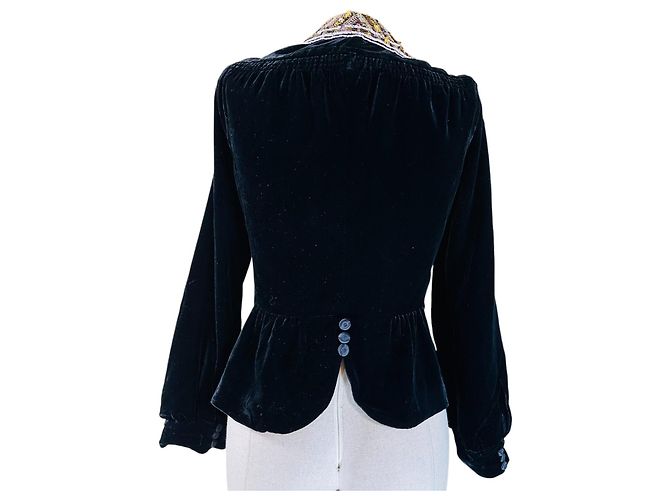 Giacca Marc Jacobs in velluto blu con dettagli paillettes - vista 5