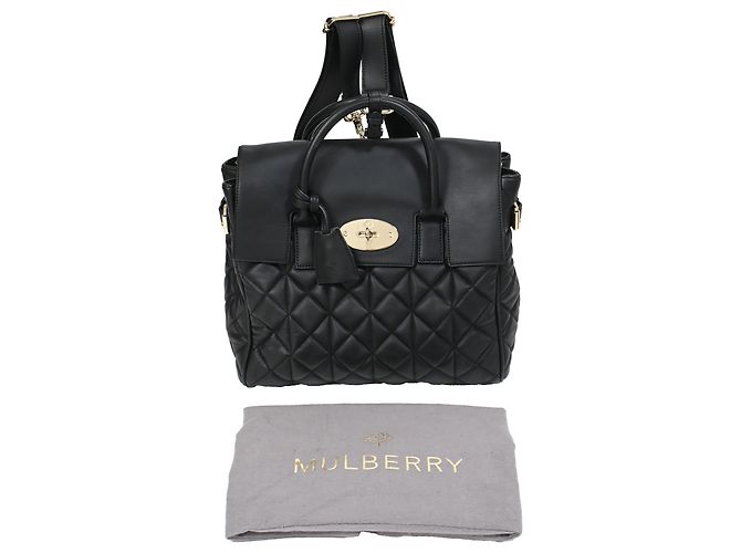 Zaino medio trapuntato Mulberry Cara Delevigne in pelle nera - vista 17