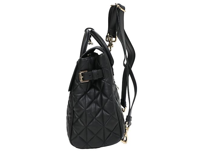 Zaino medio trapuntato Mulberry Cara Delevigne in pelle nera - vista 3