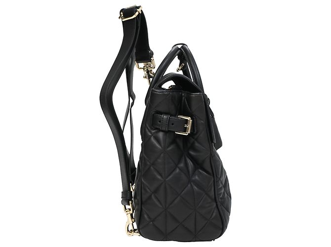 Zaino medio trapuntato Mulberry Cara Delevigne in pelle nera - vista 8