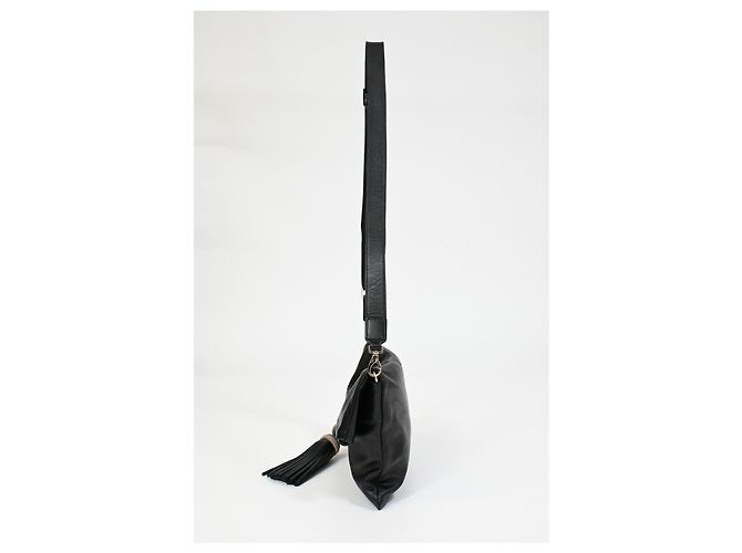 Borsa a tracolla pieghevole con frange Anya Hindmarch in pelle nera Nero - vista 10
