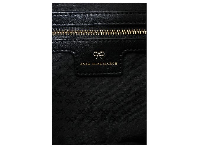 Borsa a tracolla pieghevole con frange Anya Hindmarch in pelle nera Nero - vista 13