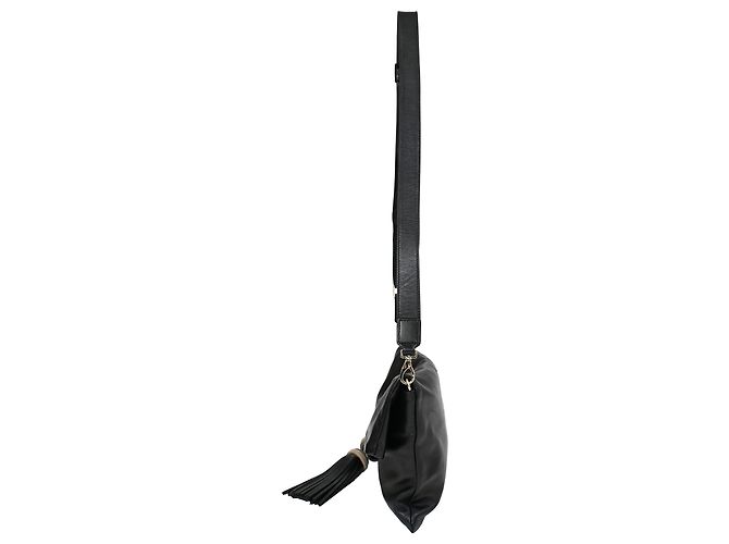 Borsa a tracolla pieghevole con frange Anya Hindmarch in pelle nera Nero - vista 3