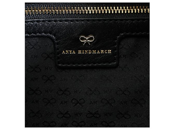 Borsa a tracolla pieghevole con frange Anya Hindmarch in pelle nera Nero - vista 6