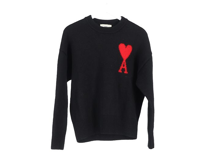 Ami De Coeur Rundhalspullover aus schwarzer Wolle - Ansicht 4