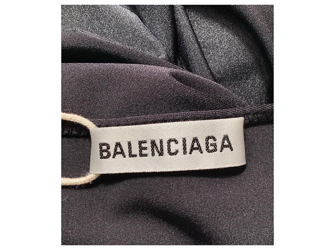 Vestido midi suelto Balenciaga en poliamida negra Negro - vista 5