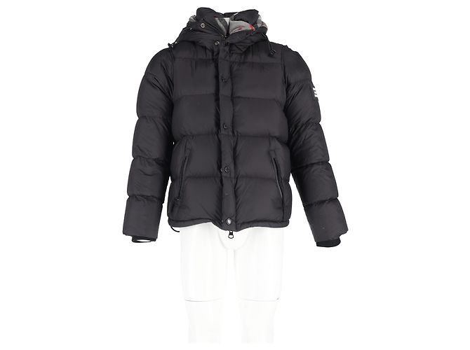 Giacca puffer in nylon nero con logo applicato Burberry - vista 4