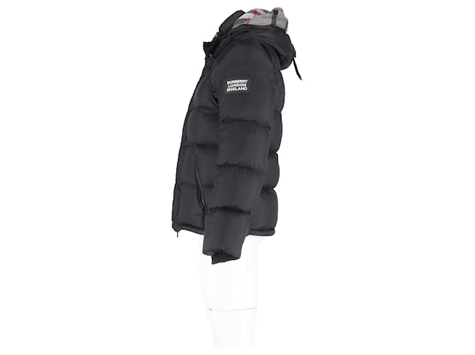 Giacca puffer in nylon nero con logo applicato Burberry - vista 5