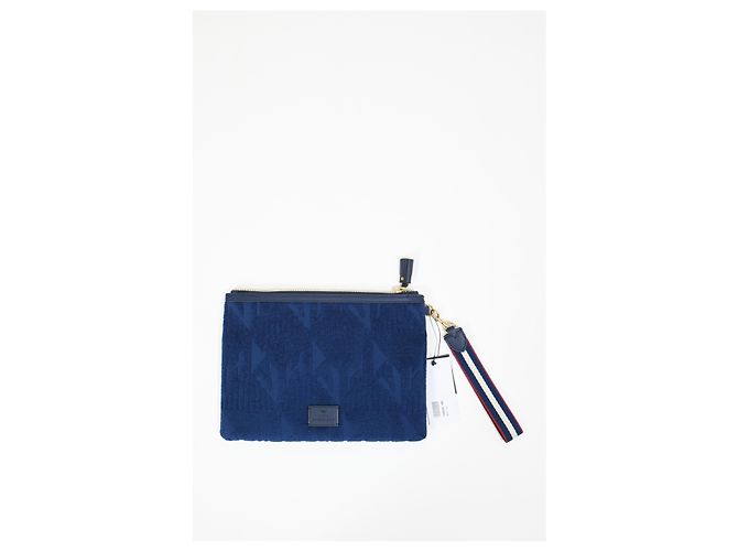 Pochette in cotone blu con logo impresso Anya Hindmarch - vista 13
