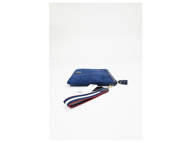 Pochette in cotone blu con logo impresso Anya Hindmarch - vista 14