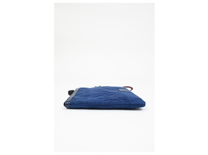 Pochette in cotone blu con logo impresso Anya Hindmarch - vista 16