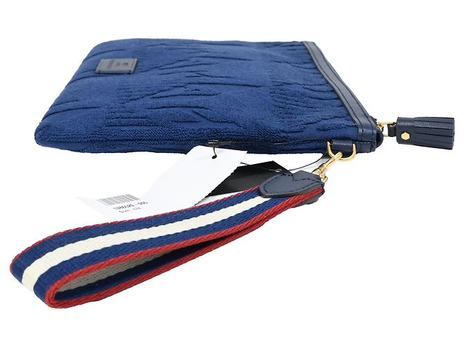Pochette in cotone blu con logo impresso Anya Hindmarch - vista 2