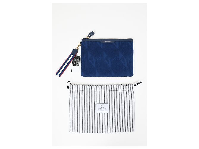 Pochette in cotone blu con logo impresso Anya Hindmarch - vista 21