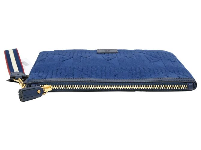 Pochette in cotone blu con logo impresso Anya Hindmarch - vista 3